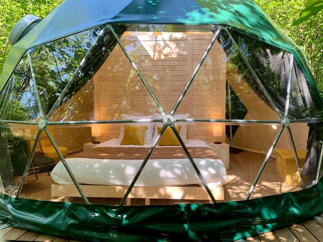 Géode Frêne Doré : Dôme en Aquitaine (Nouvelle Aquitaine) – cadre naturel Gironde