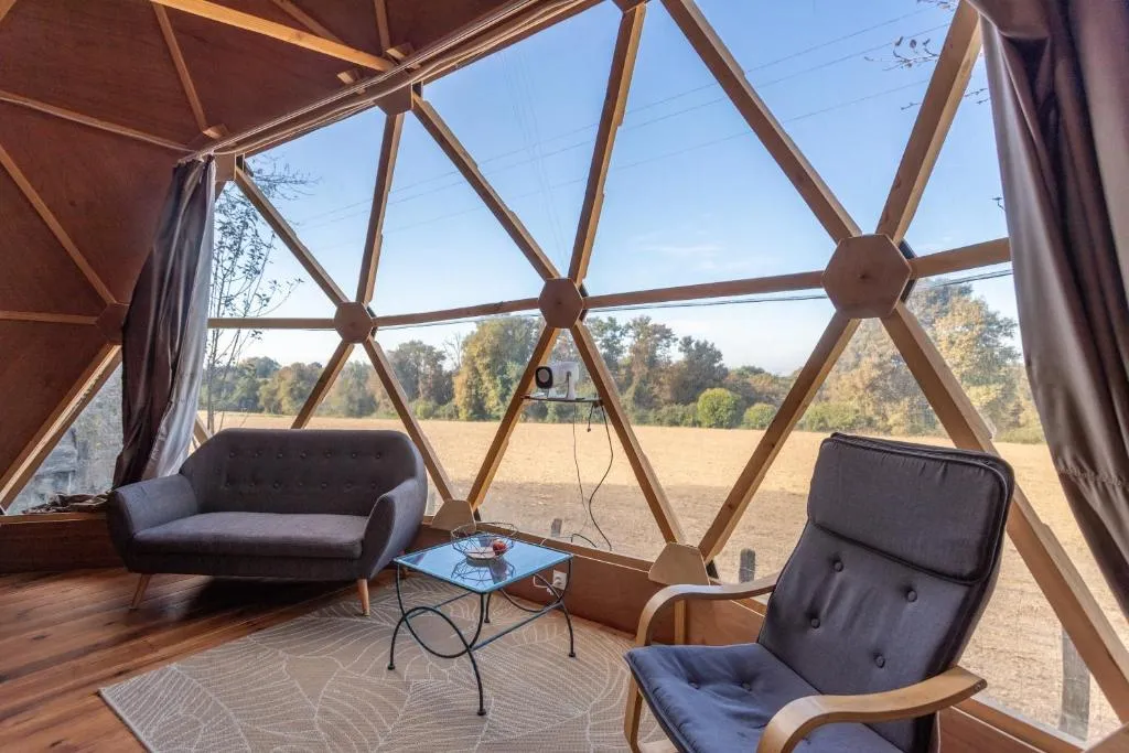 Dôme géodésique Insolite Confort - Dôme de 40 m² avec jardin près de Pau (Serres-Castet, Pyrénées-Atlantiques) - vue extérieure