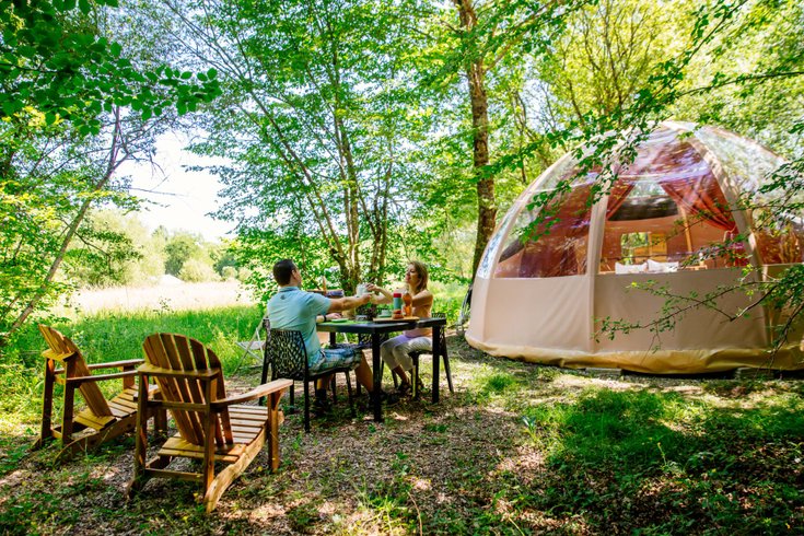 Chambre dôme sous les étoiles à Le Nizan