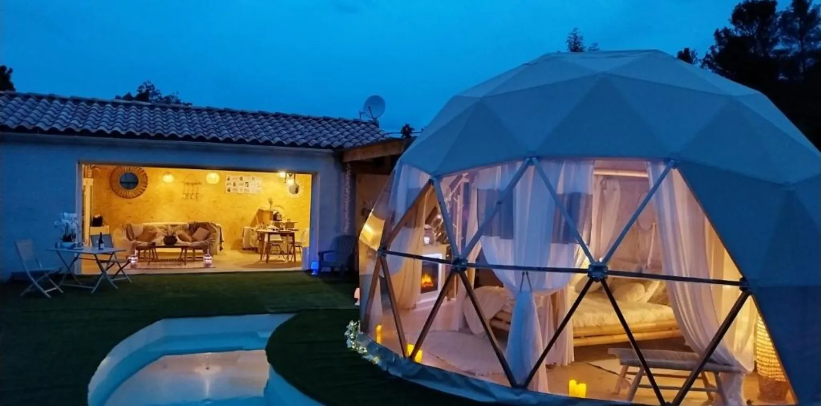 Le Clos F.M.R - Bulle Wigwam Fanny avec piscine, spa et sauna privés (Malves-en-Minervois, Aude) - photo 28 sur 45