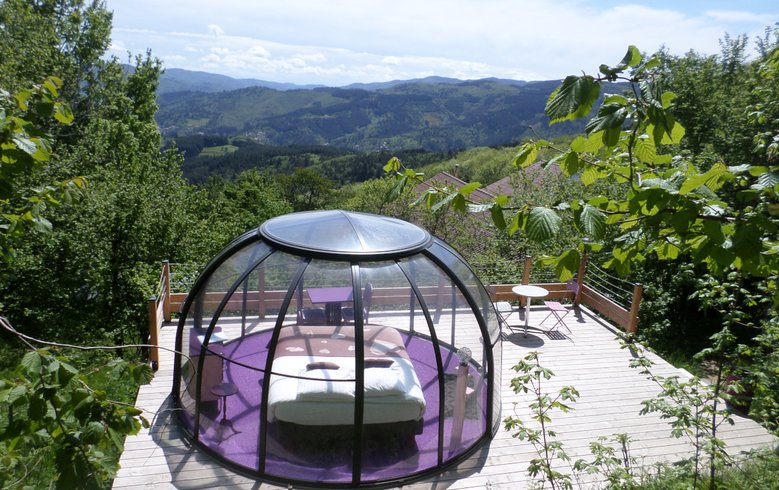 Dôme Romance, accès piscine & SPA : Dôme en Rhône-Alpes (Auvergne-Rhône-Alpes) – cadre naturel Ardèche